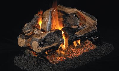 RH Peterson: Charred Rugged Split Oak See-Thru Logs - 30"