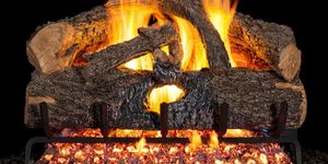 Charred Evergreen Oak Log Set